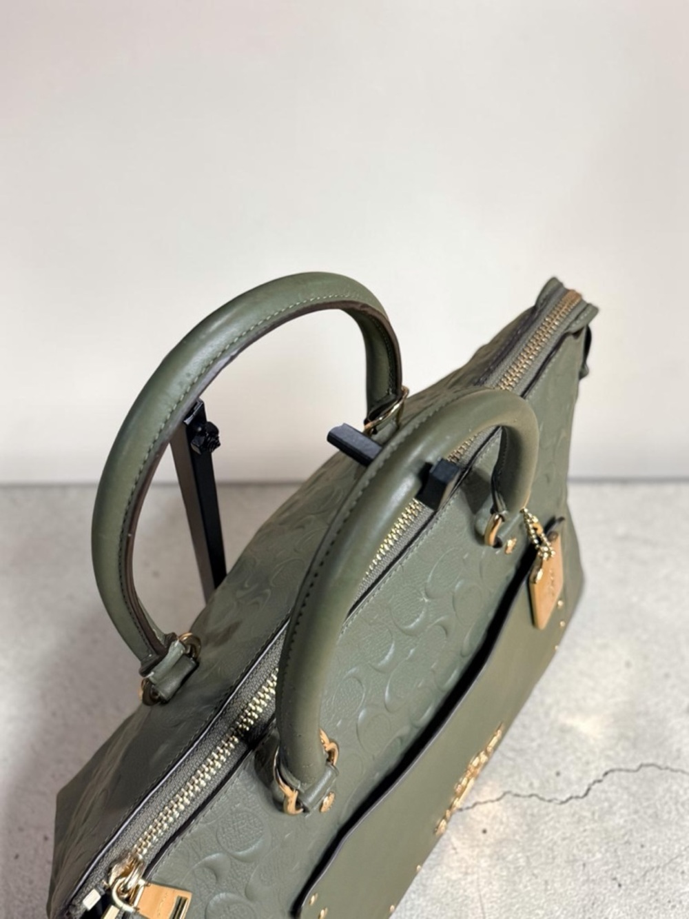 Coach Military Green Gold Emma Satchel Signature Leather Style F76639 - Picture 6 of 12